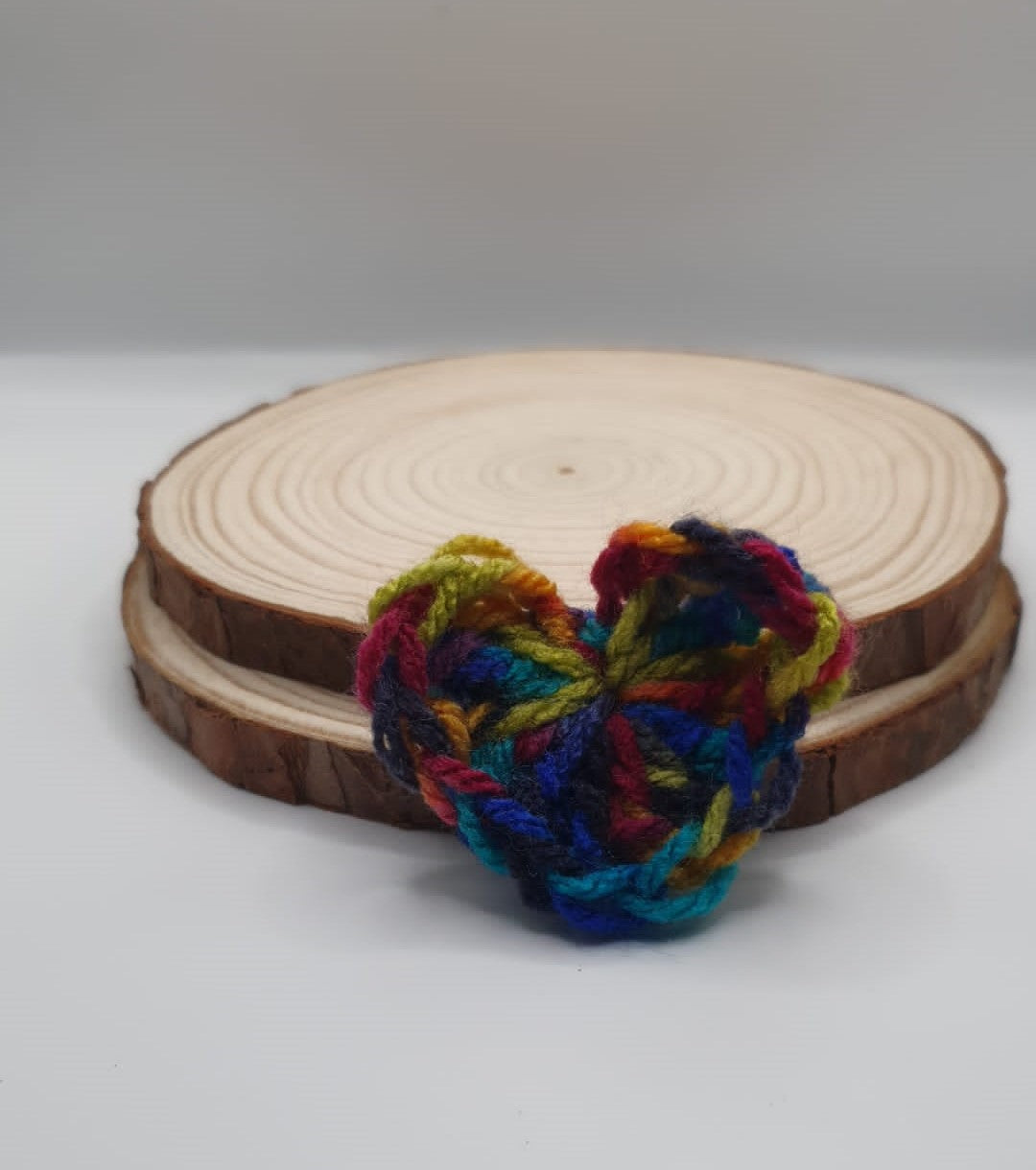 Crochet mini heart brooch