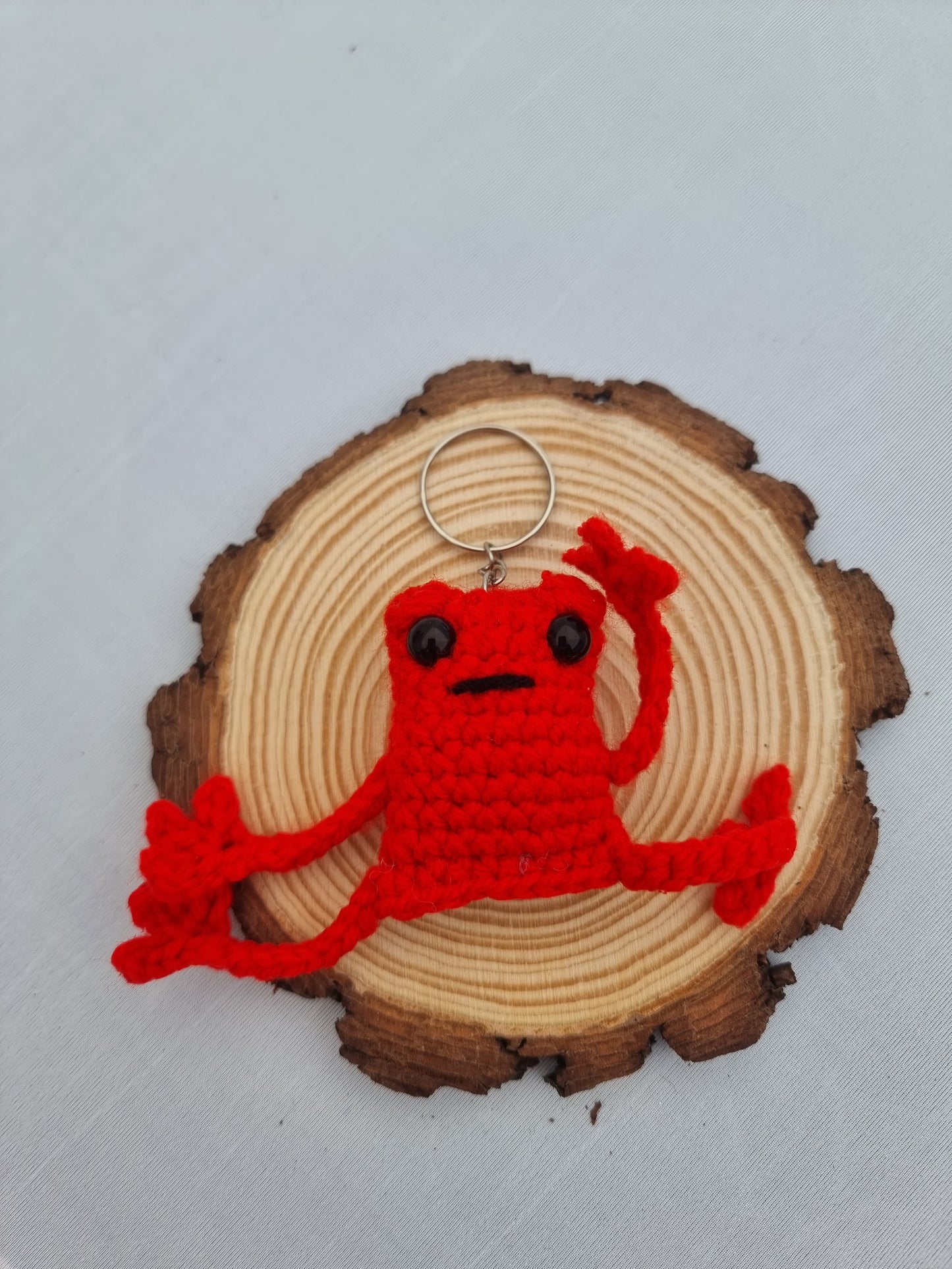 Crochet frog keyrings