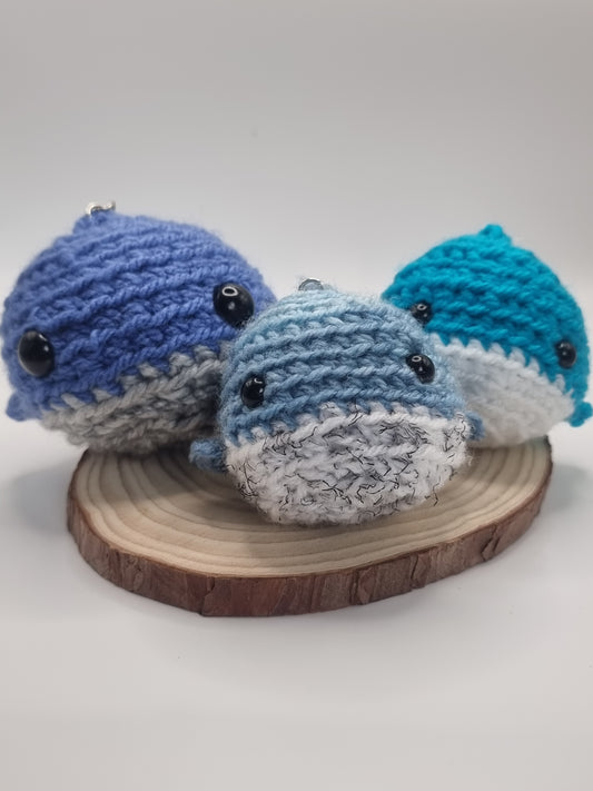 Crochet amigurumi whale key rings