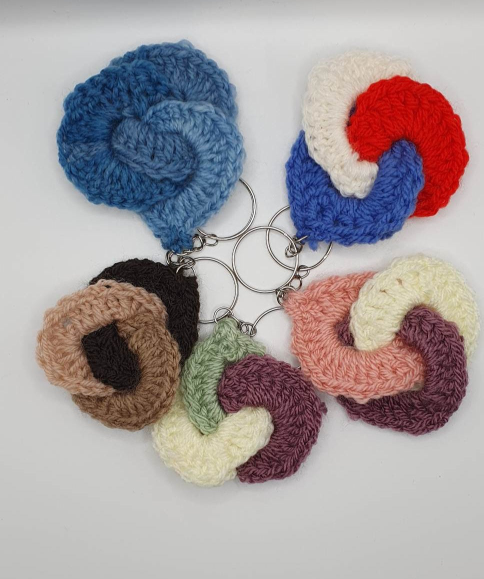 Crochet knot keyrings