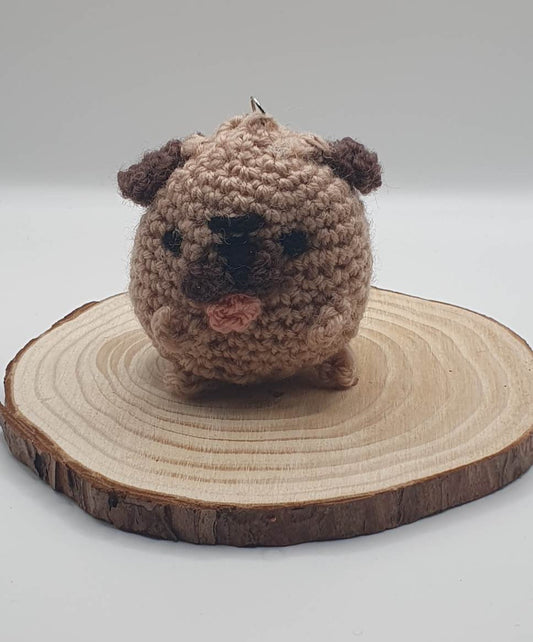 Crochet Amigurumi Pug keyring