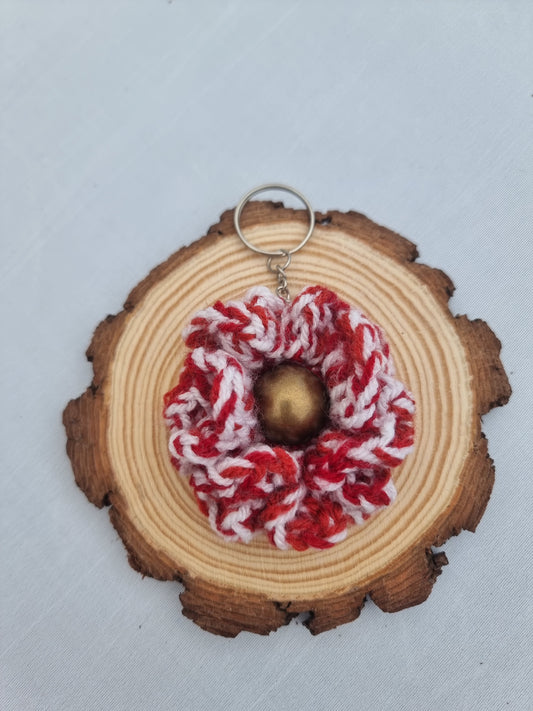 Crochet flower key ring