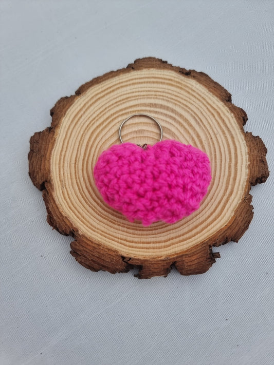 Crochet heart key ring