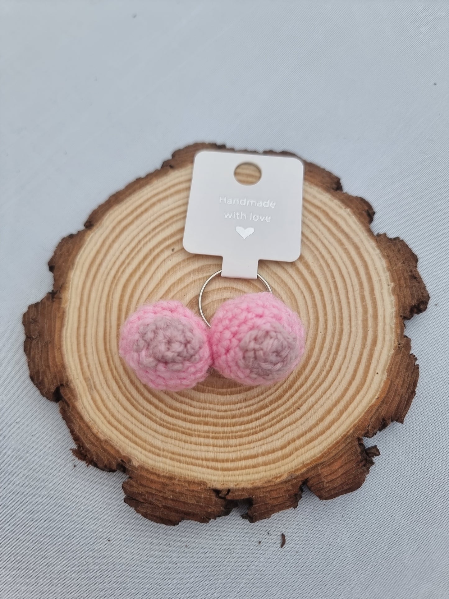 Crochet boob keyring