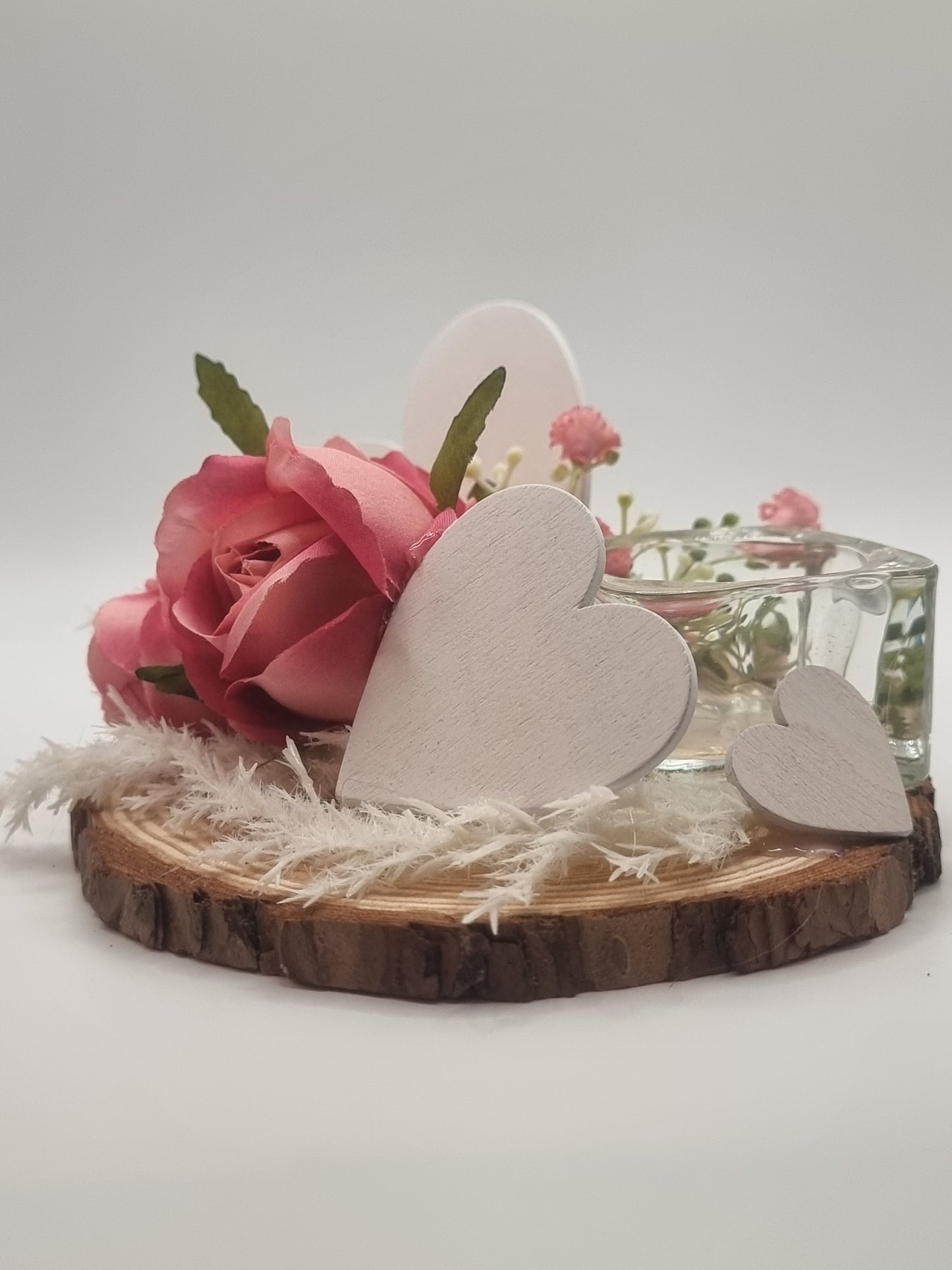 Valentines pink rose tea light holder