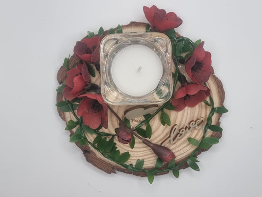 Valentines red vine tea light holder