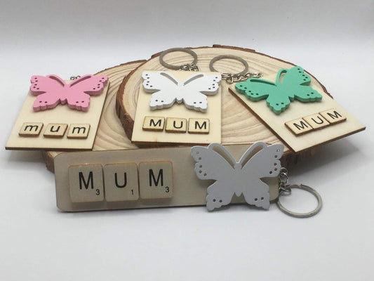 Mum butterfly key ring