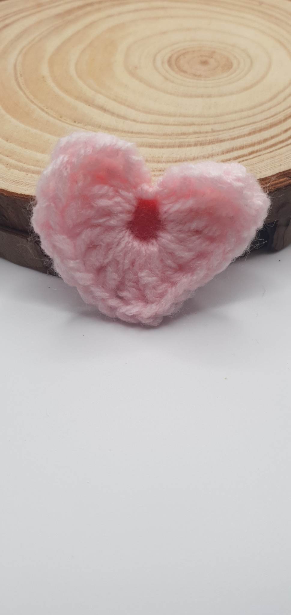 Crochet mini heart brooch