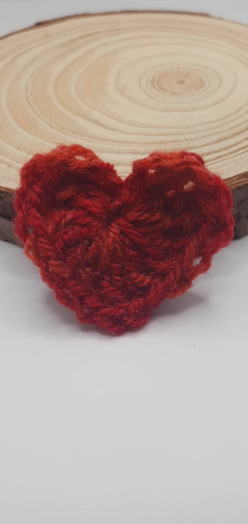 Crochet mini heart brooch